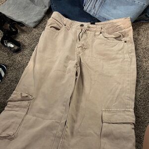 Forever 21 Light Beige High-Rise Cargo Pants